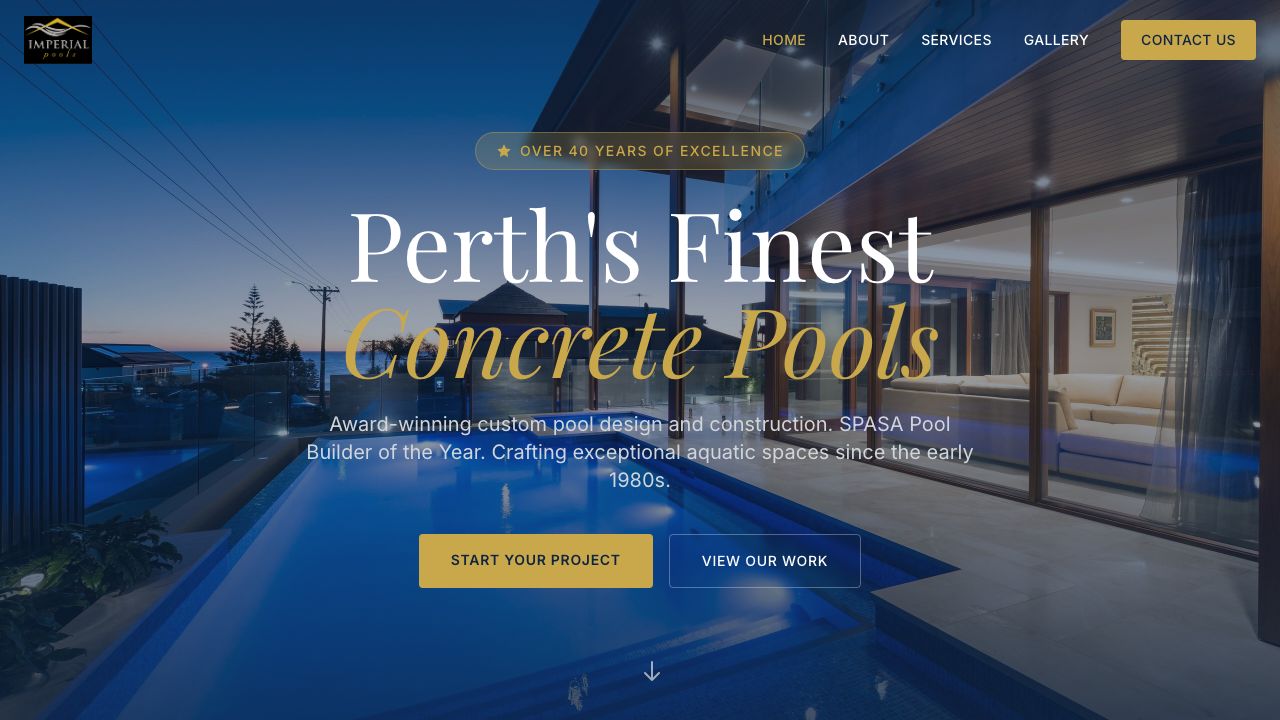 Imperial Pools website screenshot