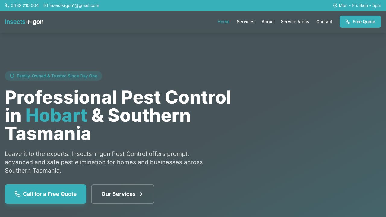 Insects-r-gon Pest Control website screenshot