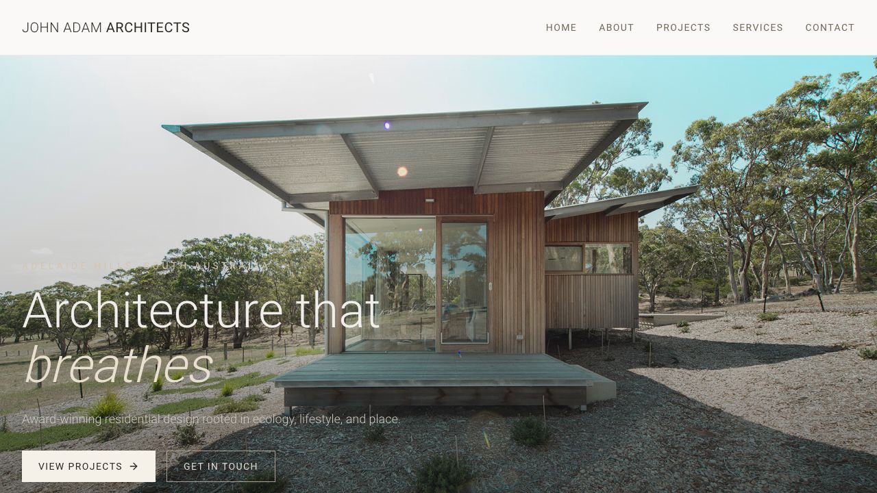 John Adam Architects website screenshot