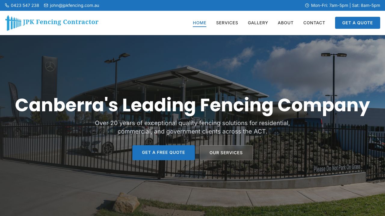 JPK Fencing website screenshot