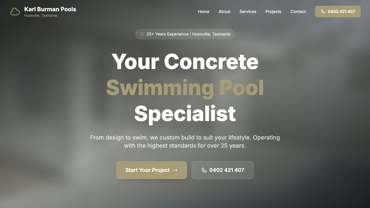 Karl Burman Pools website screenshot