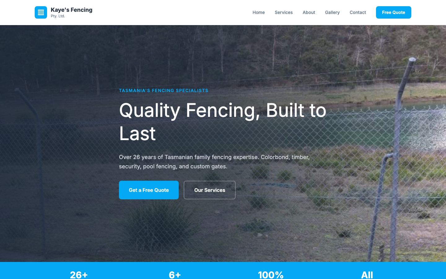 Kaye's Fencing website screenshot