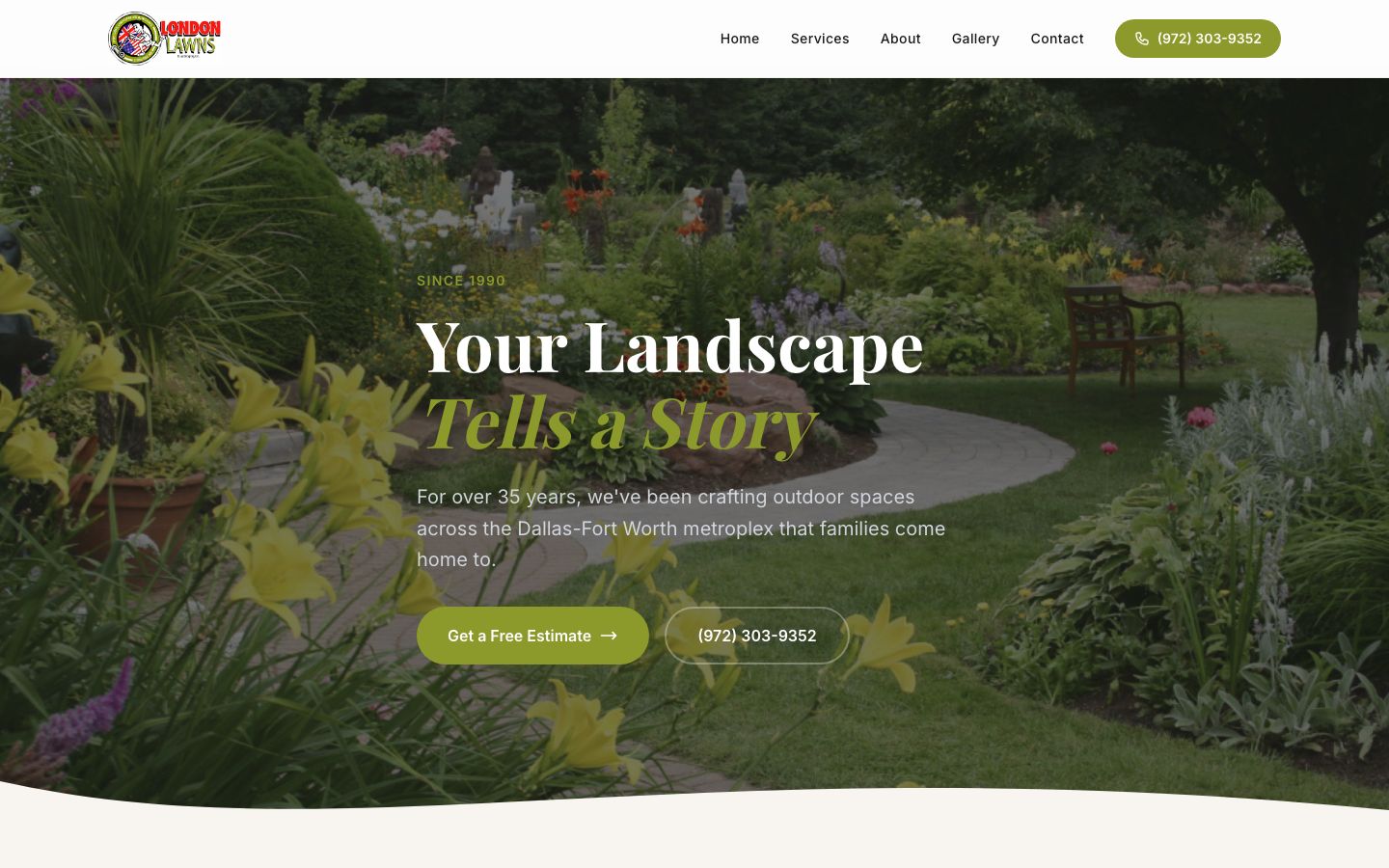 London Lawns & Landscaping website screenshot
