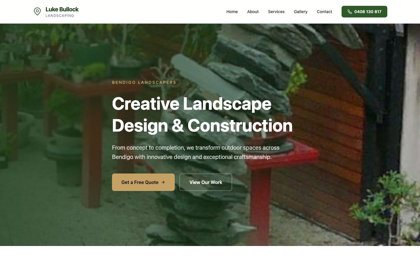 Luke Bullock Landscaping website screenshot