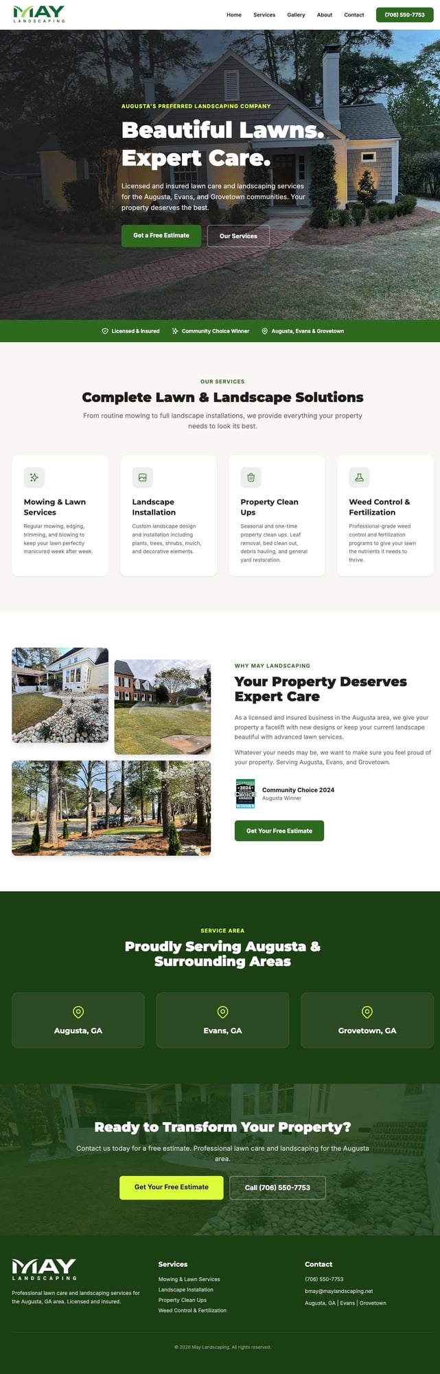 May Landscaping website screenshot