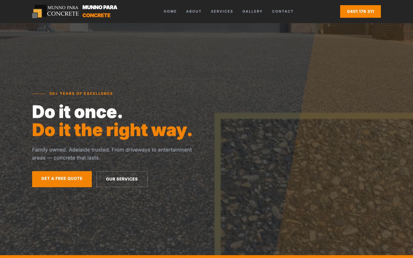 Munno Para Concrete website screenshot