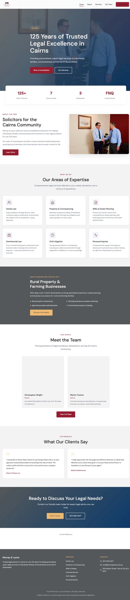 Murray & Lyons Solicitors website screenshot