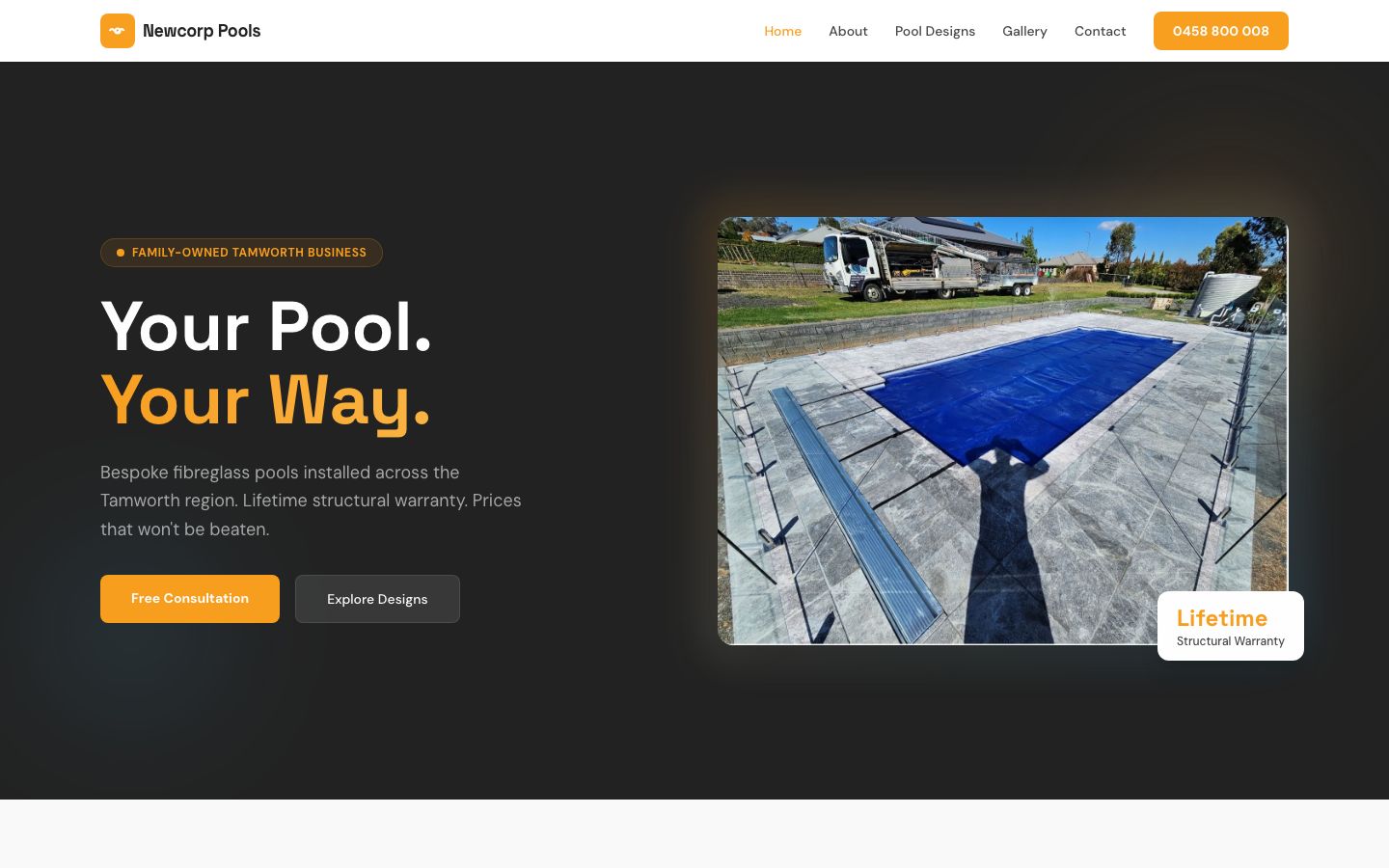Newcorp Pools website screenshot