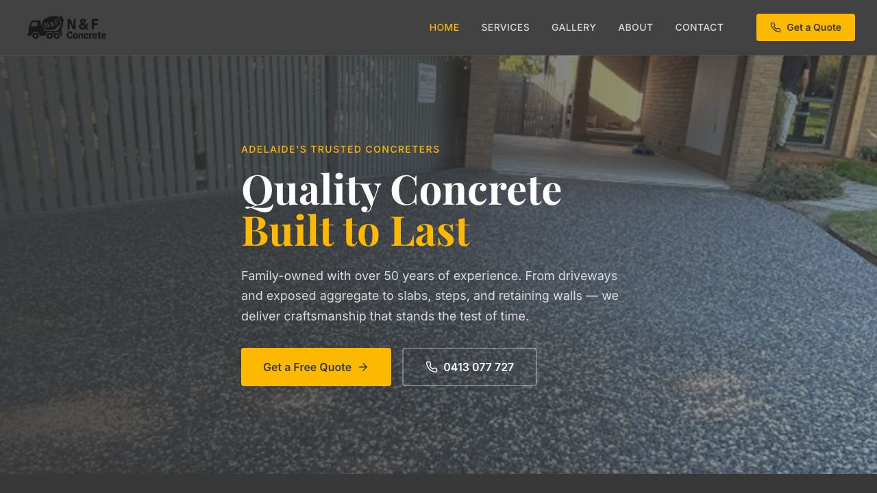 N & F Concrete Specialists website screenshot