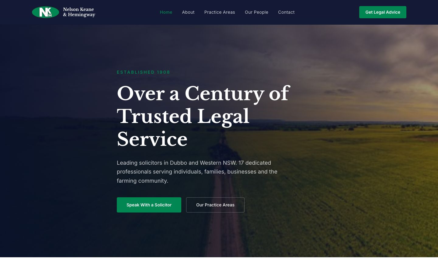 Nelson Keane & Hemingway Lawyers website screenshot