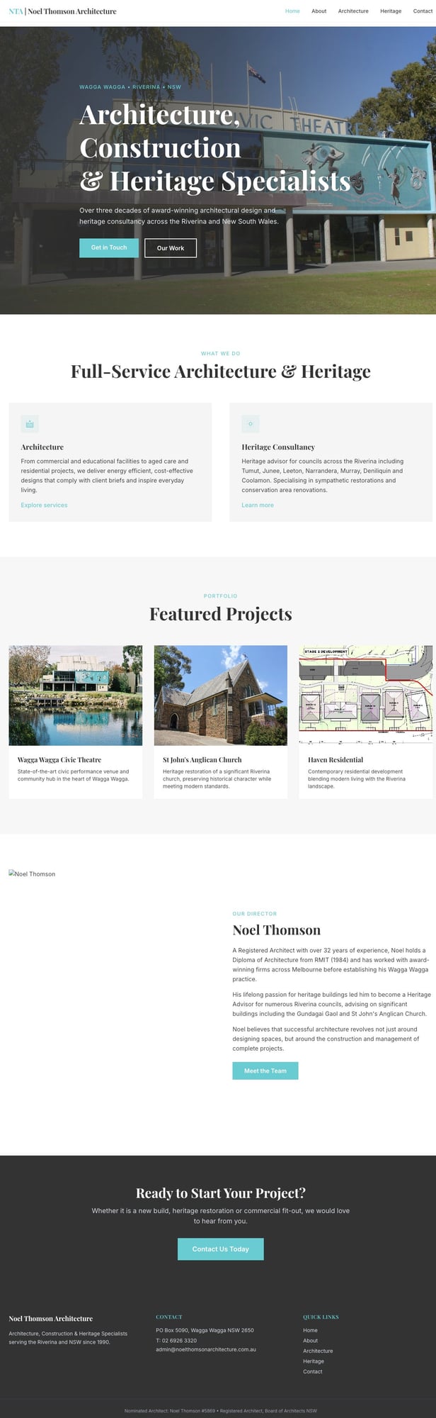 Noel Thomson Architecture website screenshot