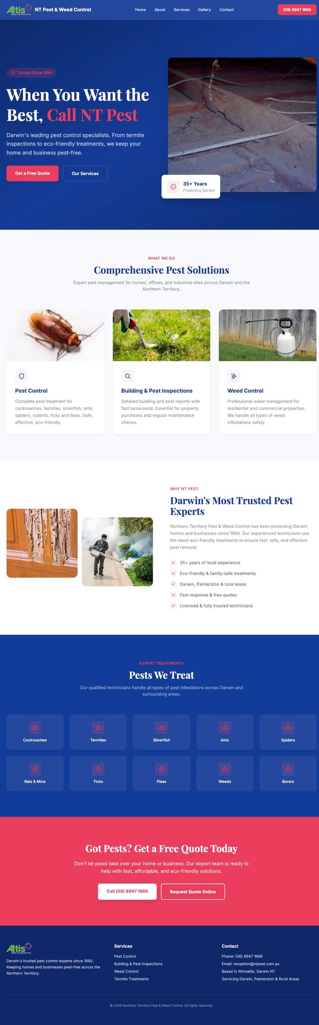 NT Pest & Weed Control website screenshot