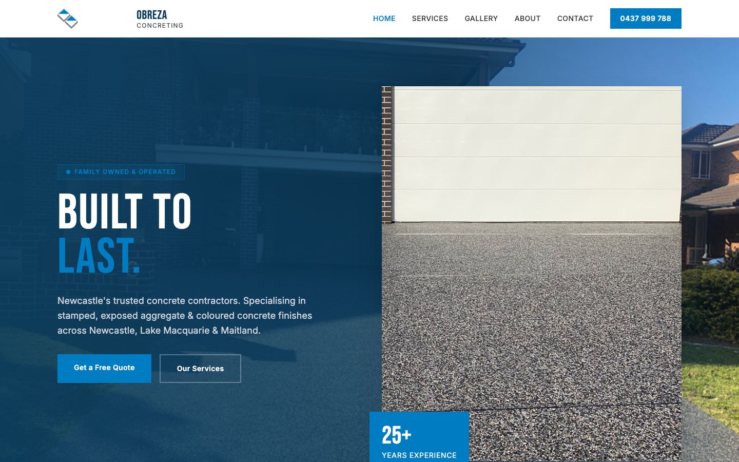 OBreza Concreting website screenshot