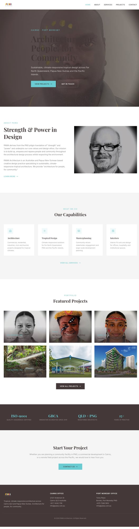 PAWA Architecture website screenshot