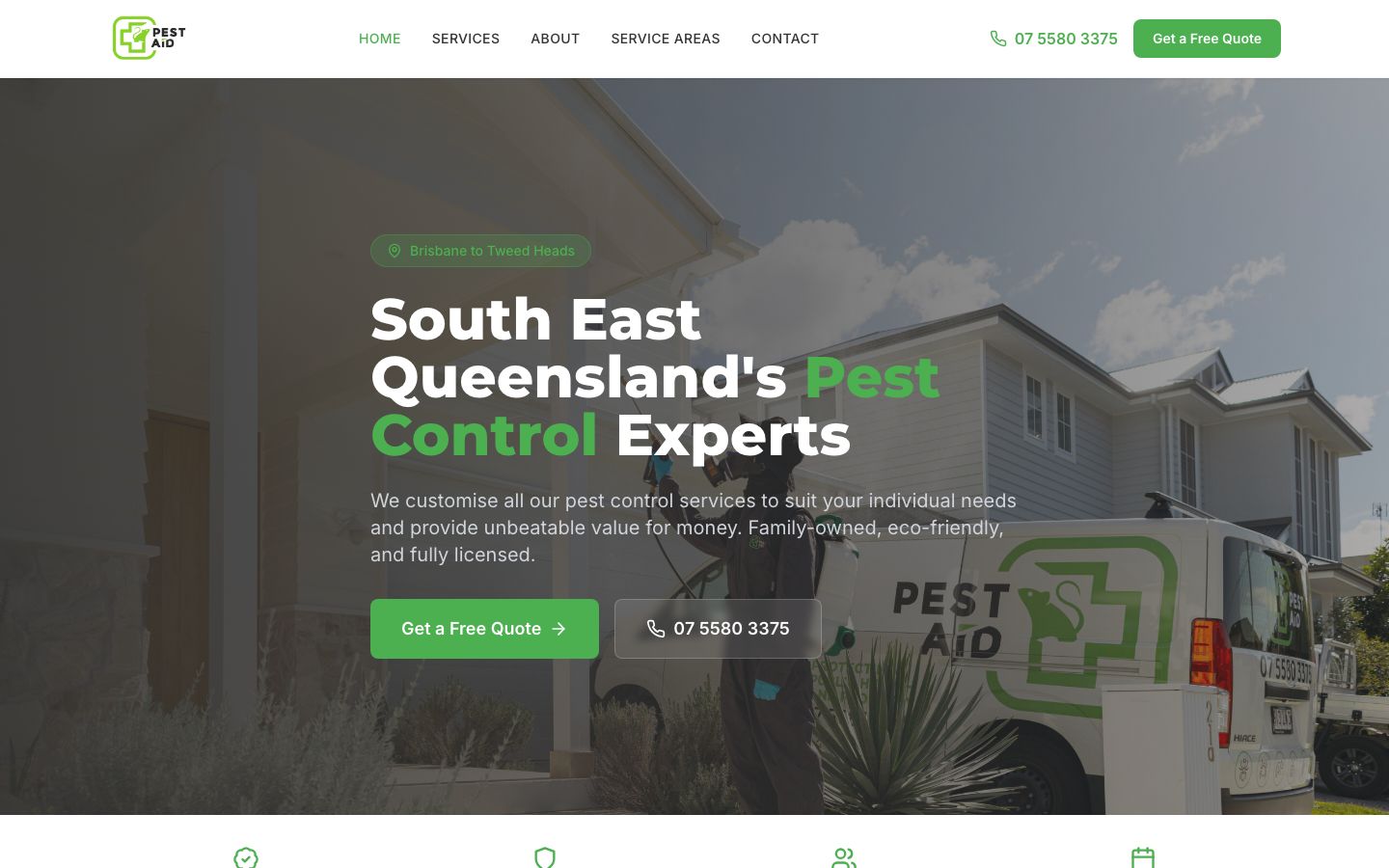 Pest Aid QLD website screenshot