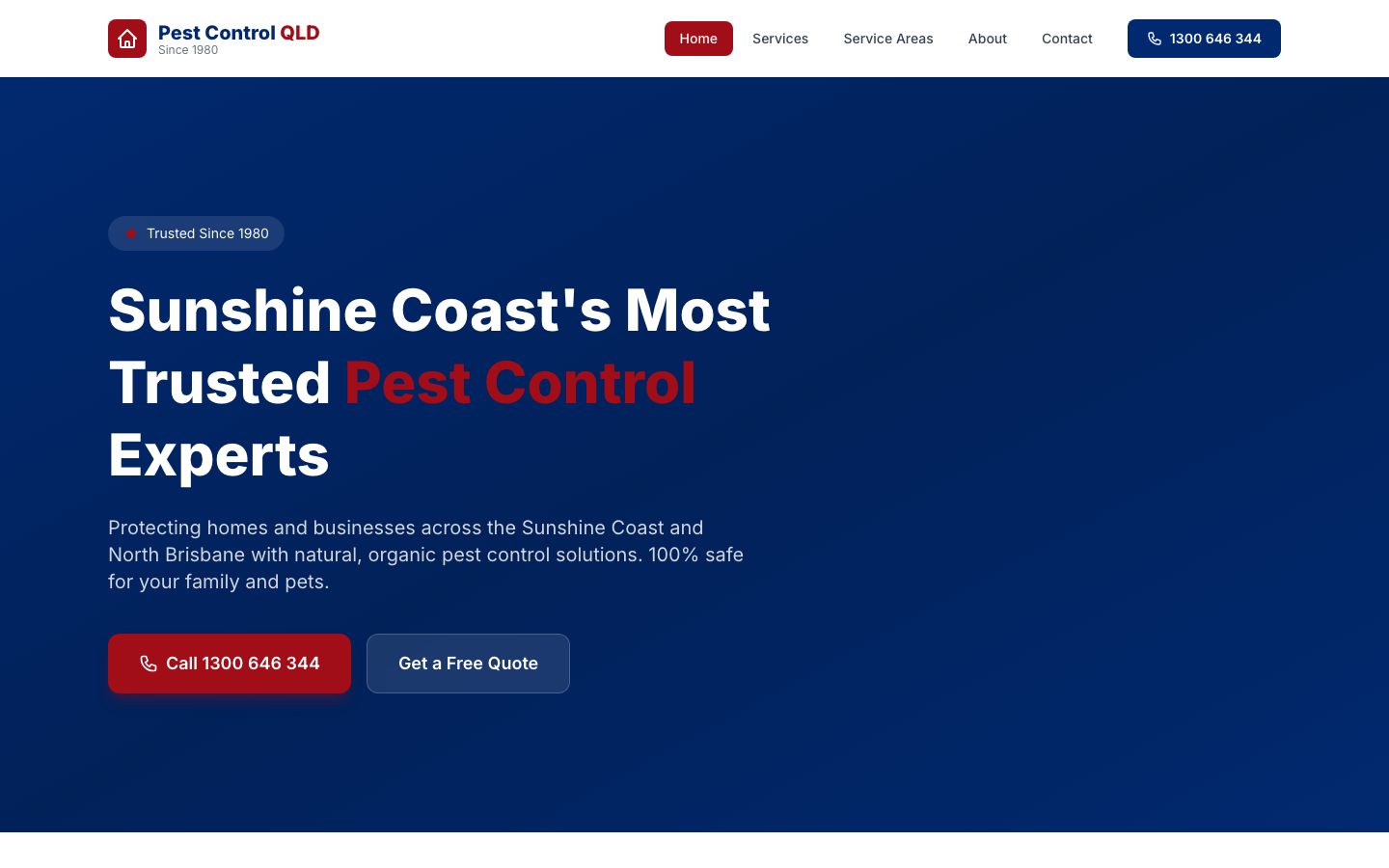 Pest Control QLD website screenshot