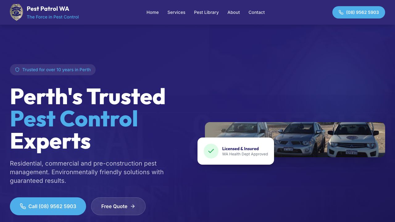 Pest Patrol WA website screenshot