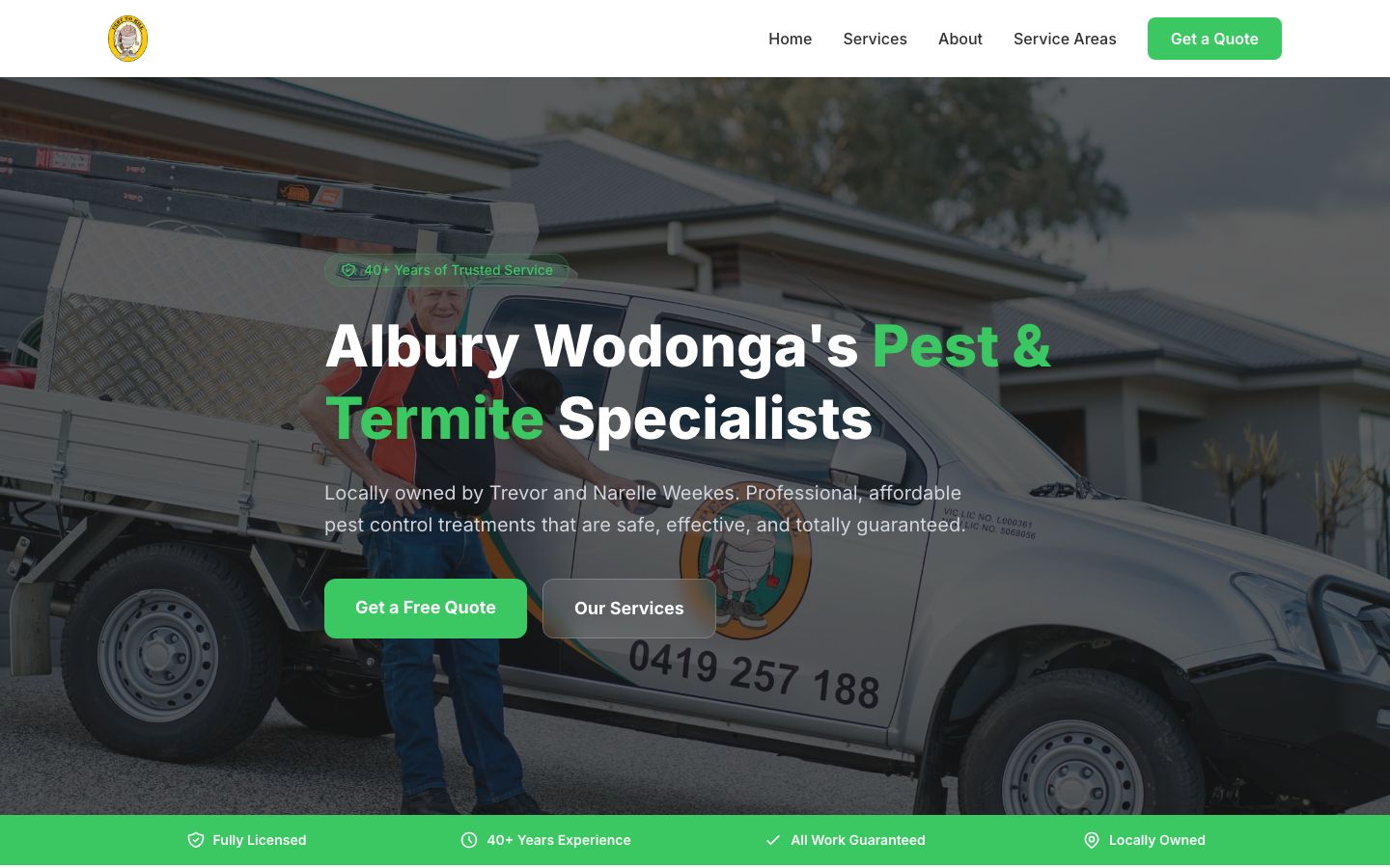 Pest to Kill Albury website screenshot