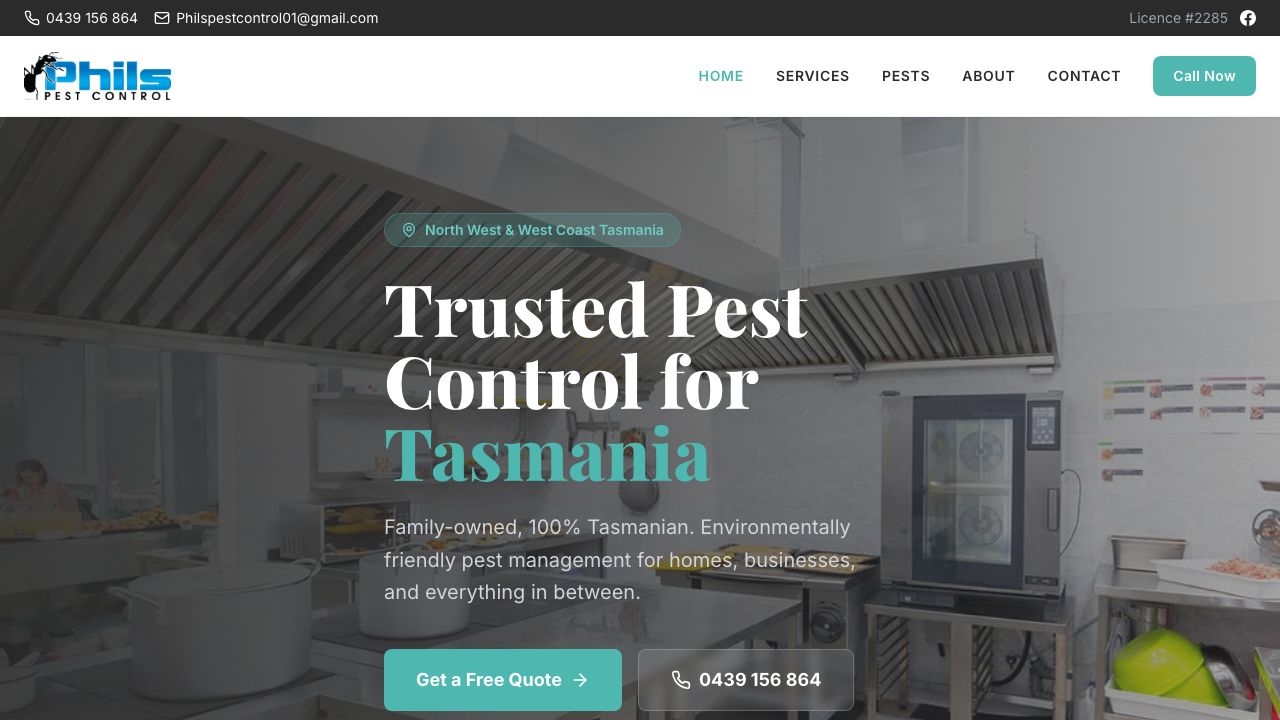 Phil's Pest Control website screenshot