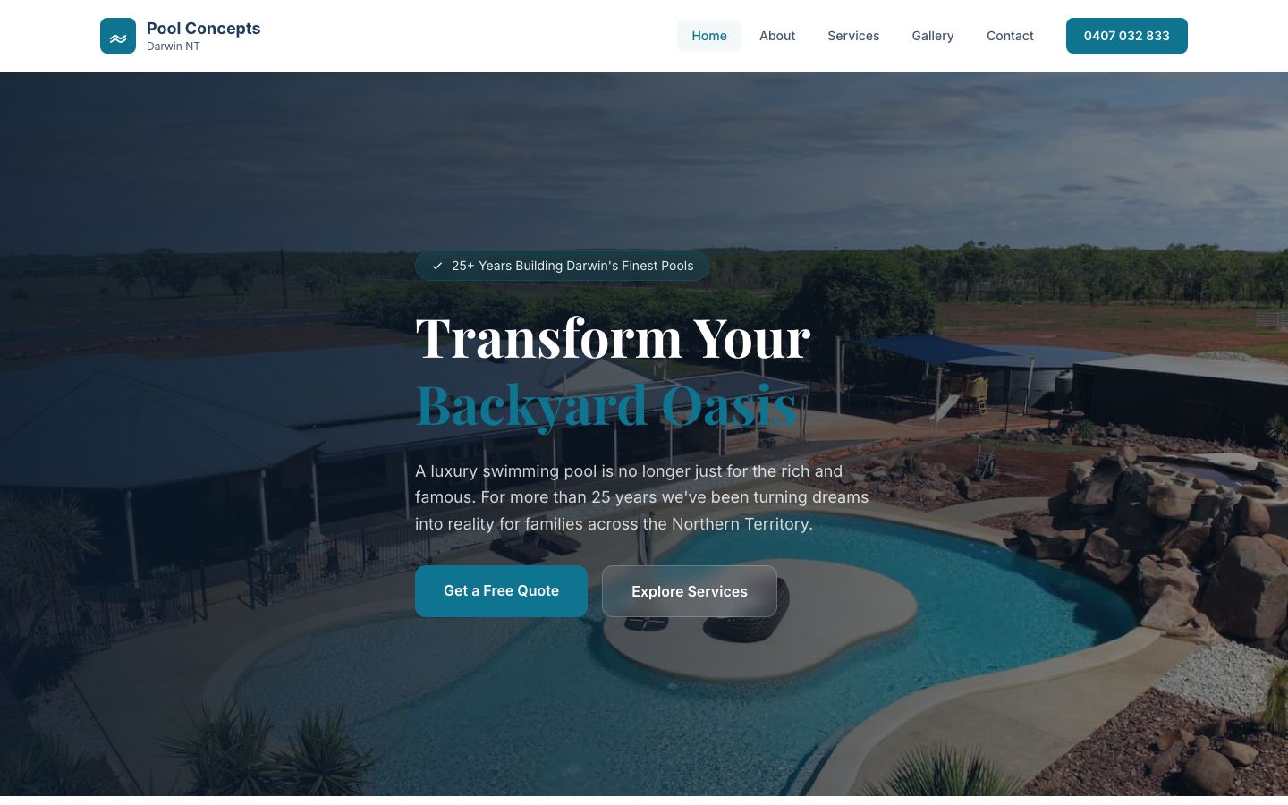 Pool Concepts website screenshot