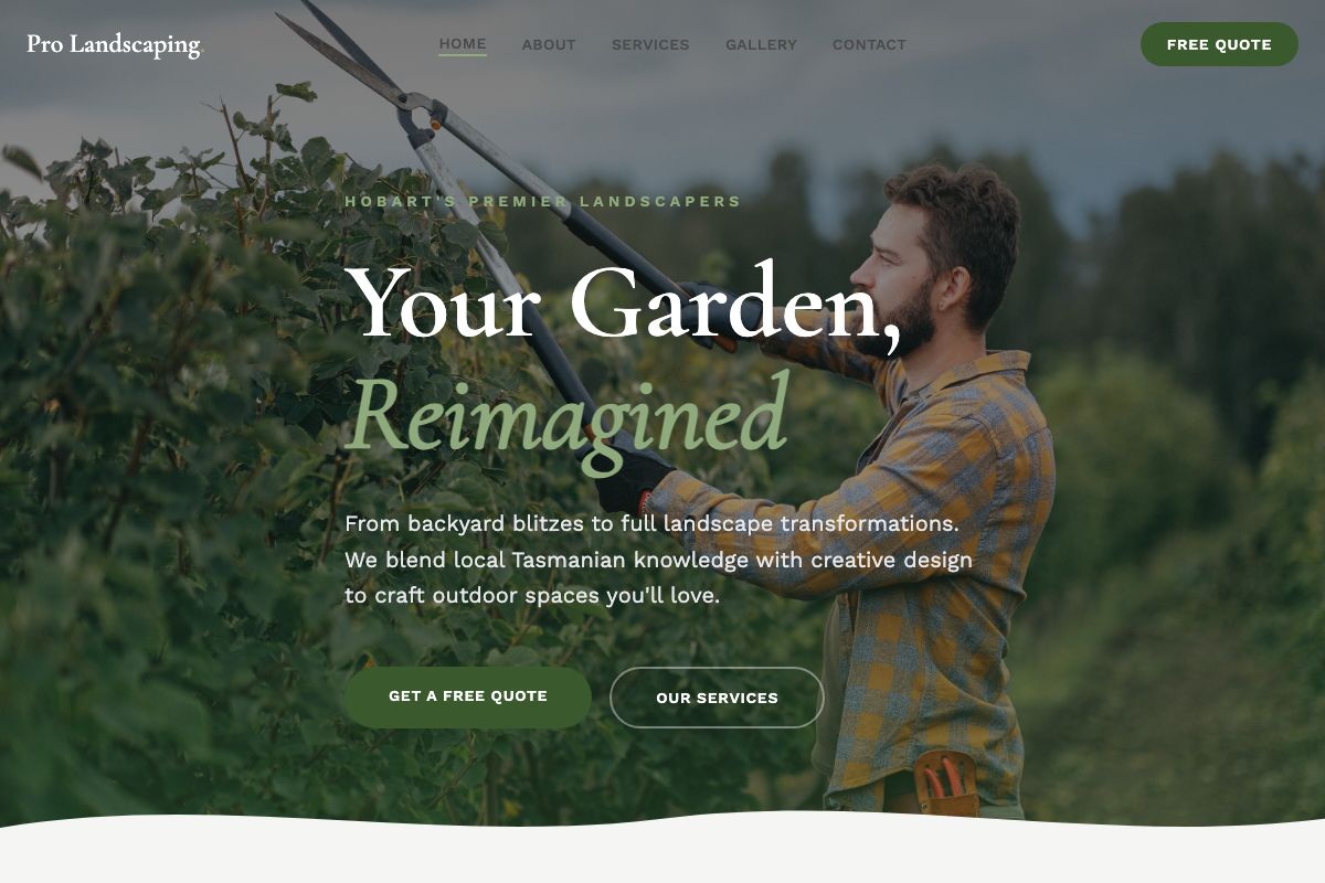 Pro Landscaping Hobart website screenshot