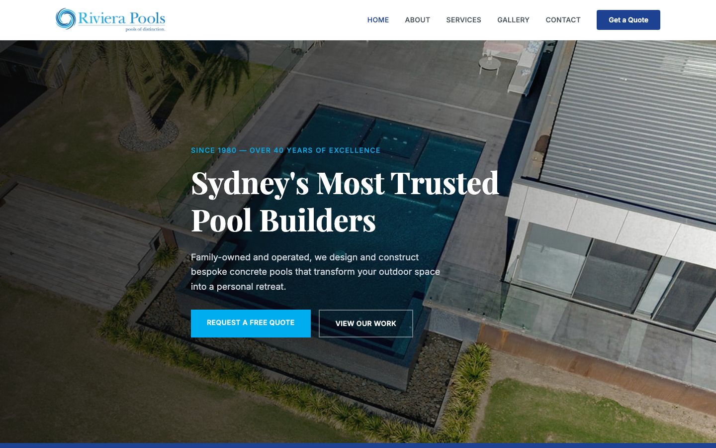 Riviera Pools website screenshot