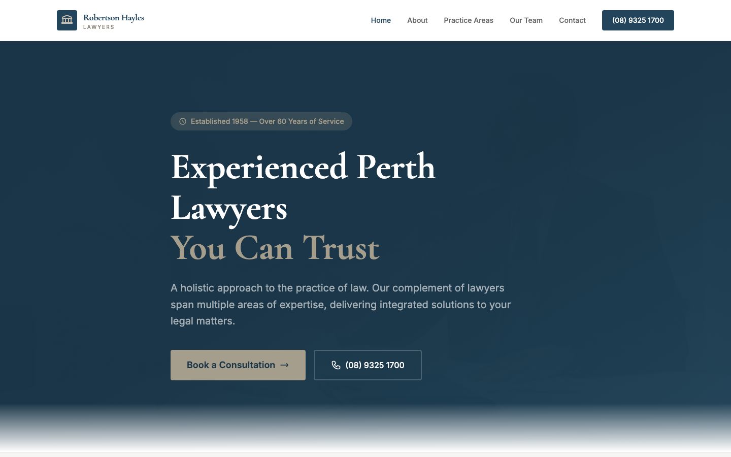 Robertson Hayles Lawyers website screenshot