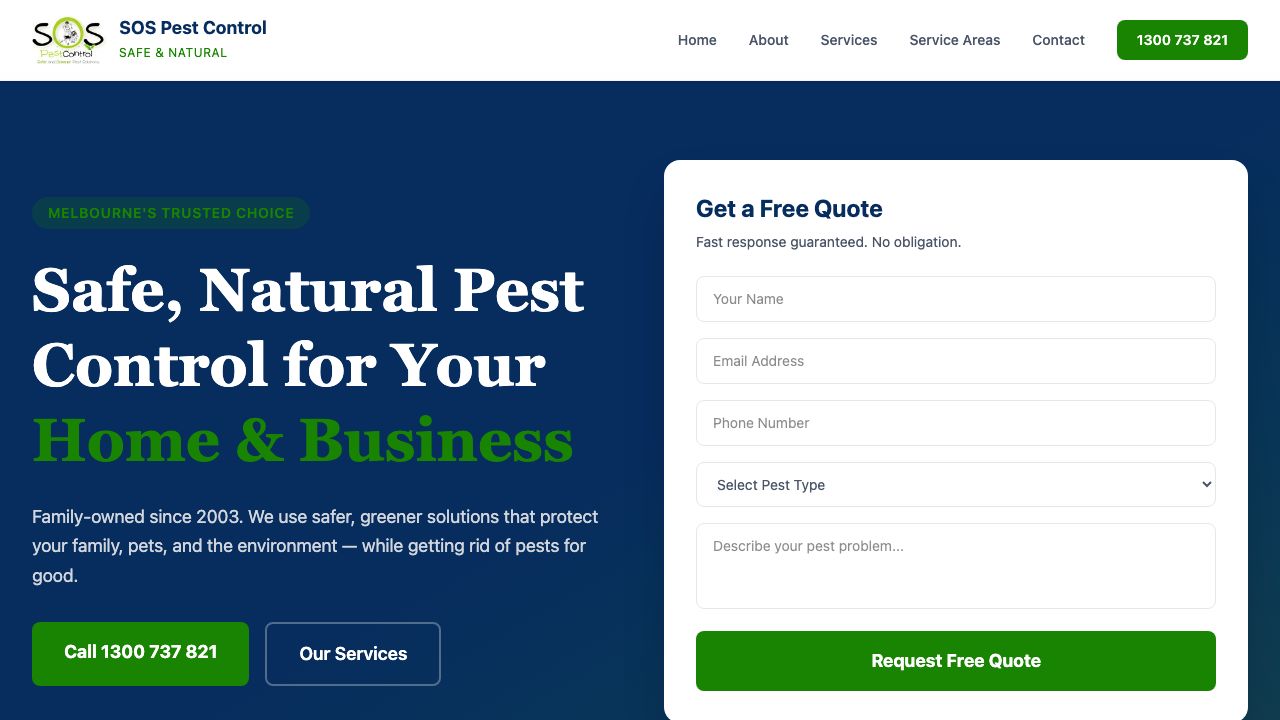 SOS Pest Control website screenshot