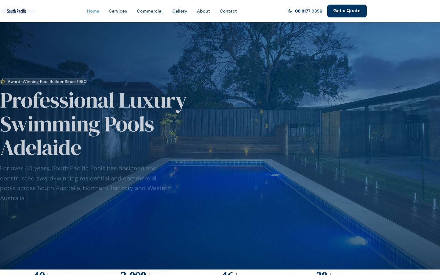 South Pacific Pools website screenshot