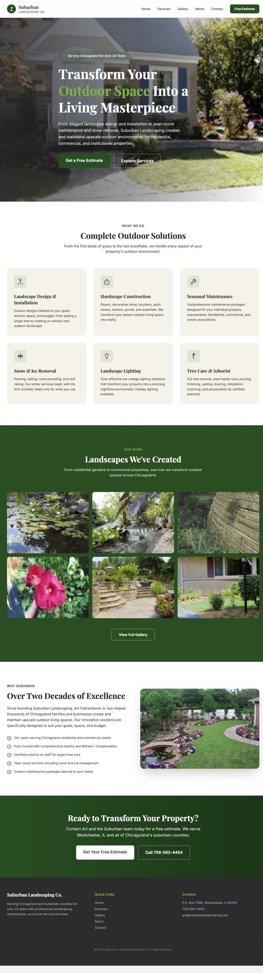 Suburban Landscaping Company website screenshot