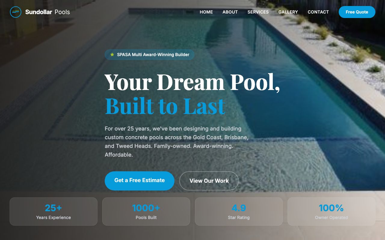 Sundollar Pools website screenshot