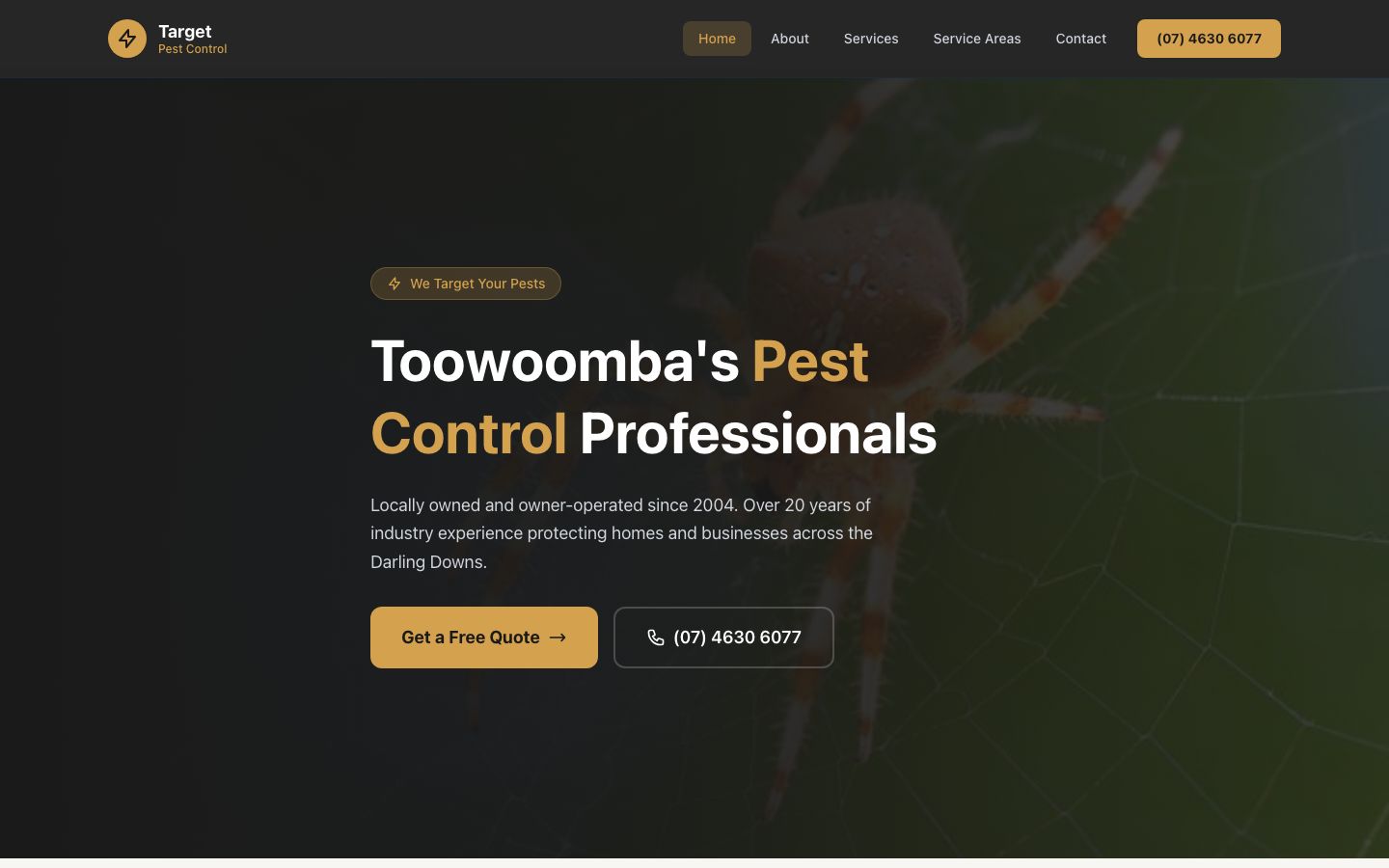Target Pest Control website screenshot