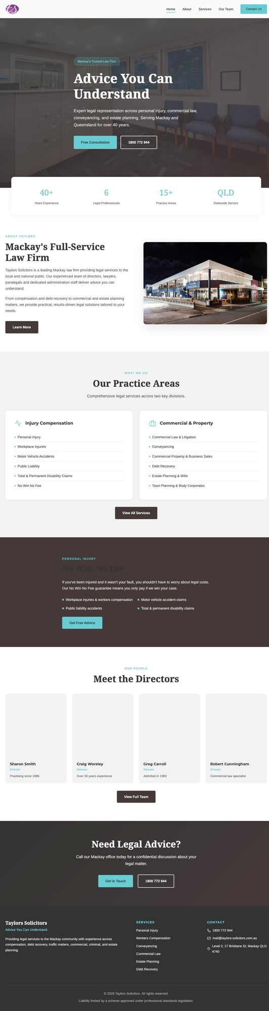 Taylors Solicitors website screenshot