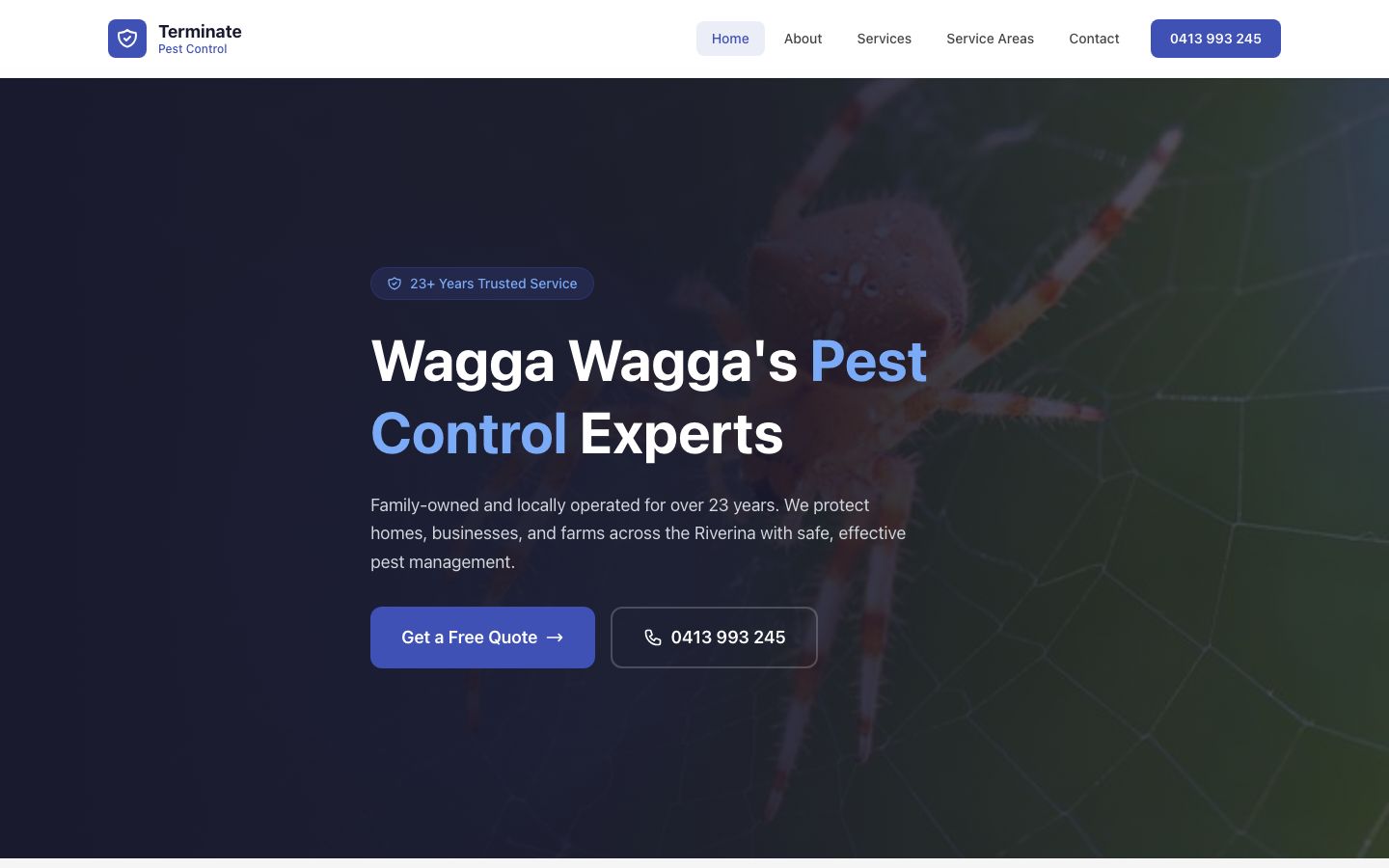 Terminate Pest Control website screenshot