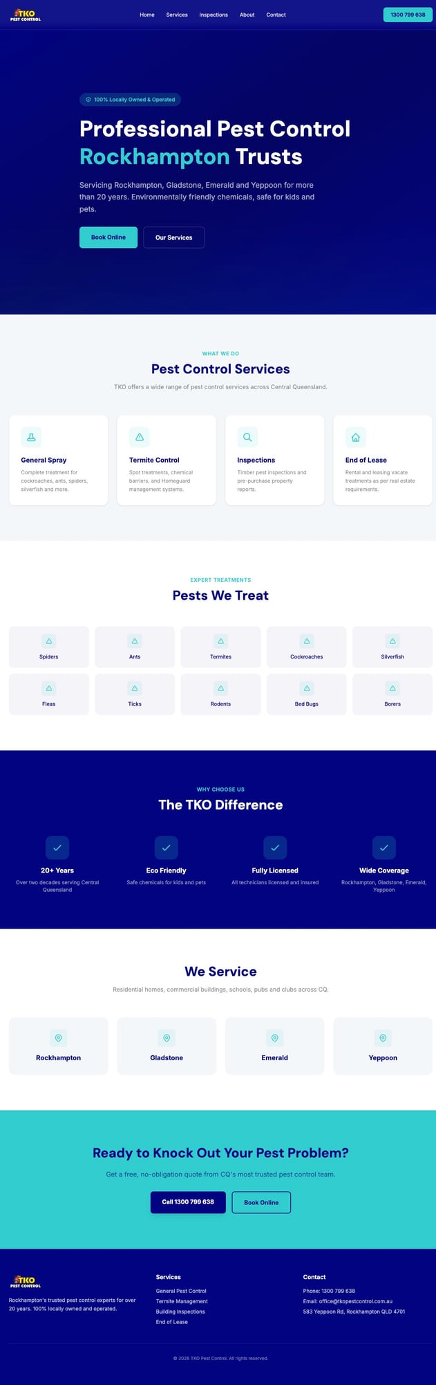 TKO Pest Control website screenshot