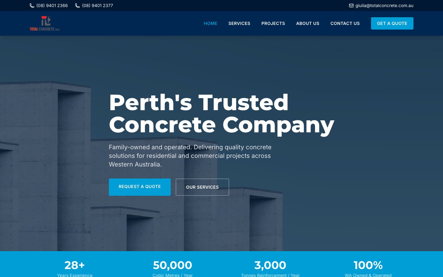 Total Concrete website screenshot