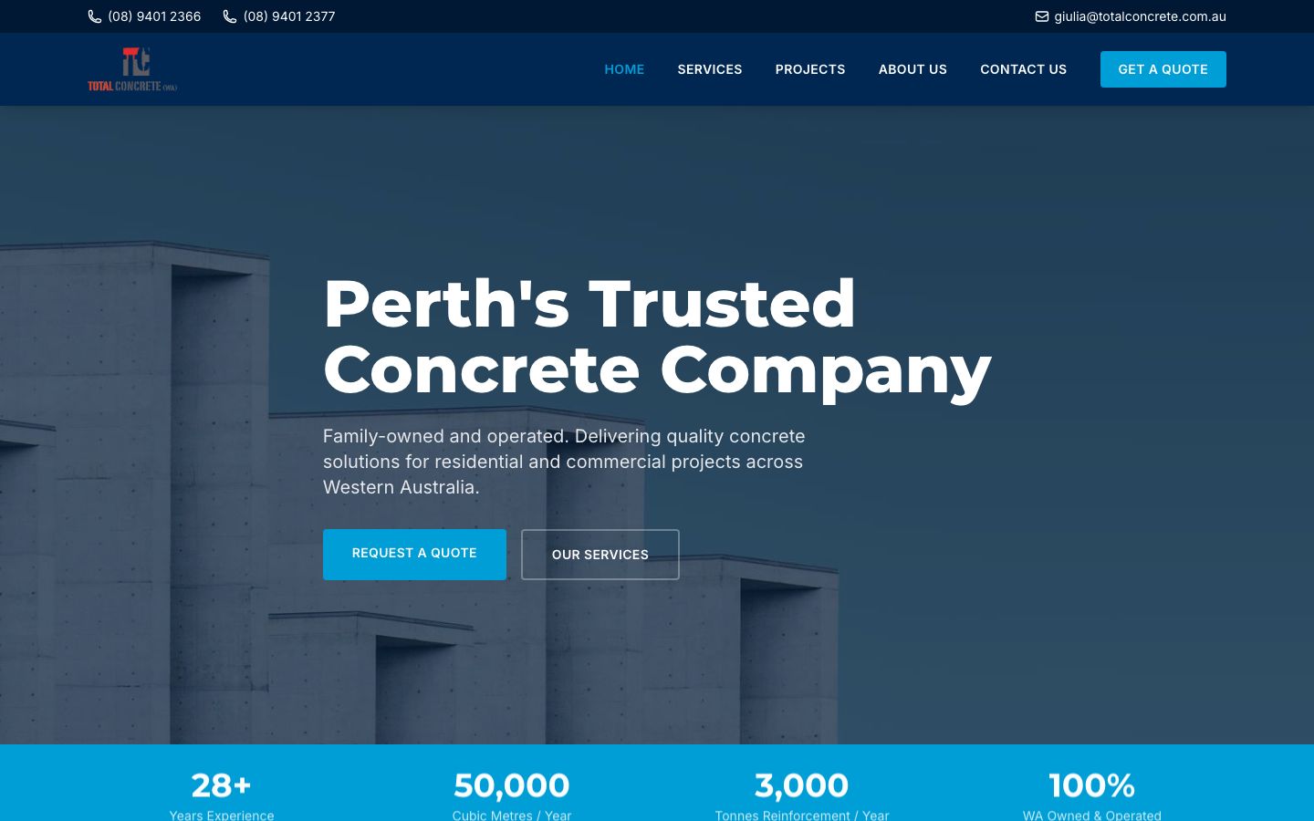 Total Concrete website screenshot