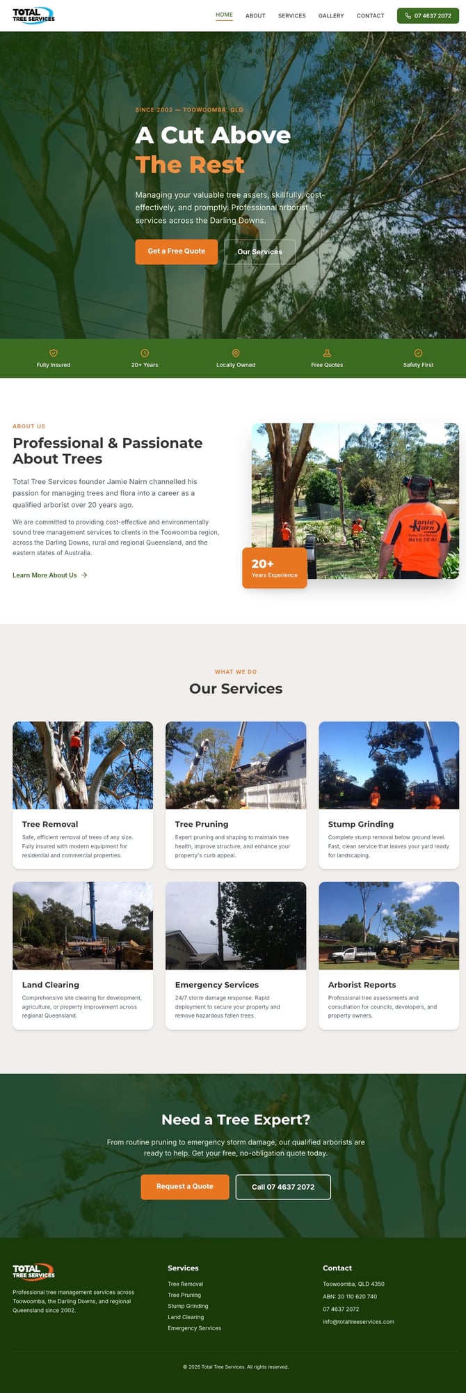 Total Tree Services website screenshot