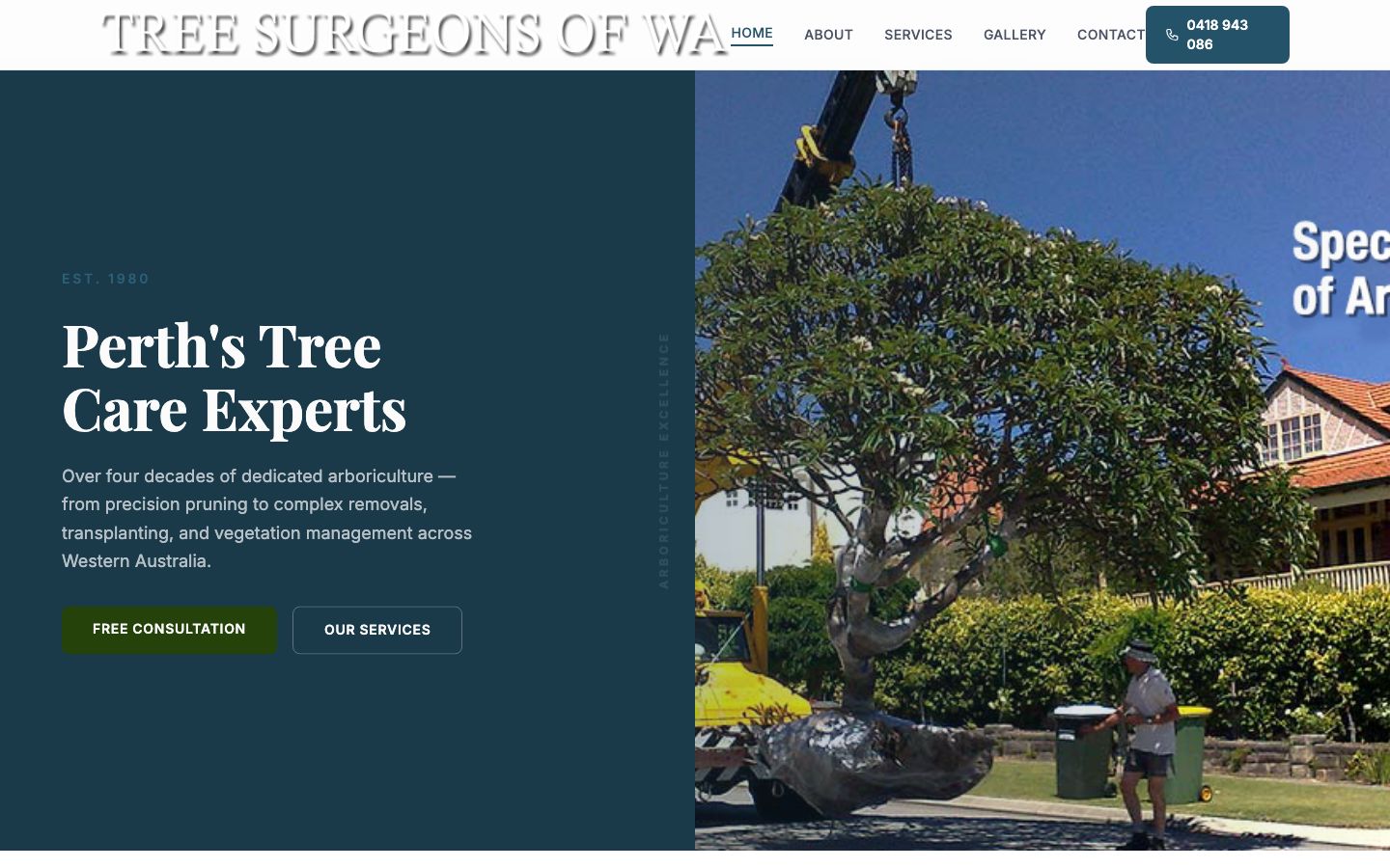 Tree Surgeons of WA website screenshot