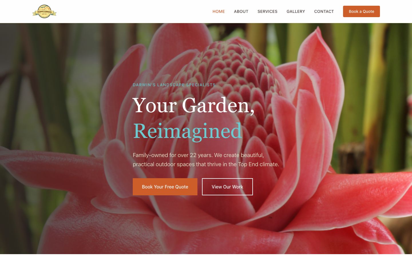Troppo Gardens website screenshot
