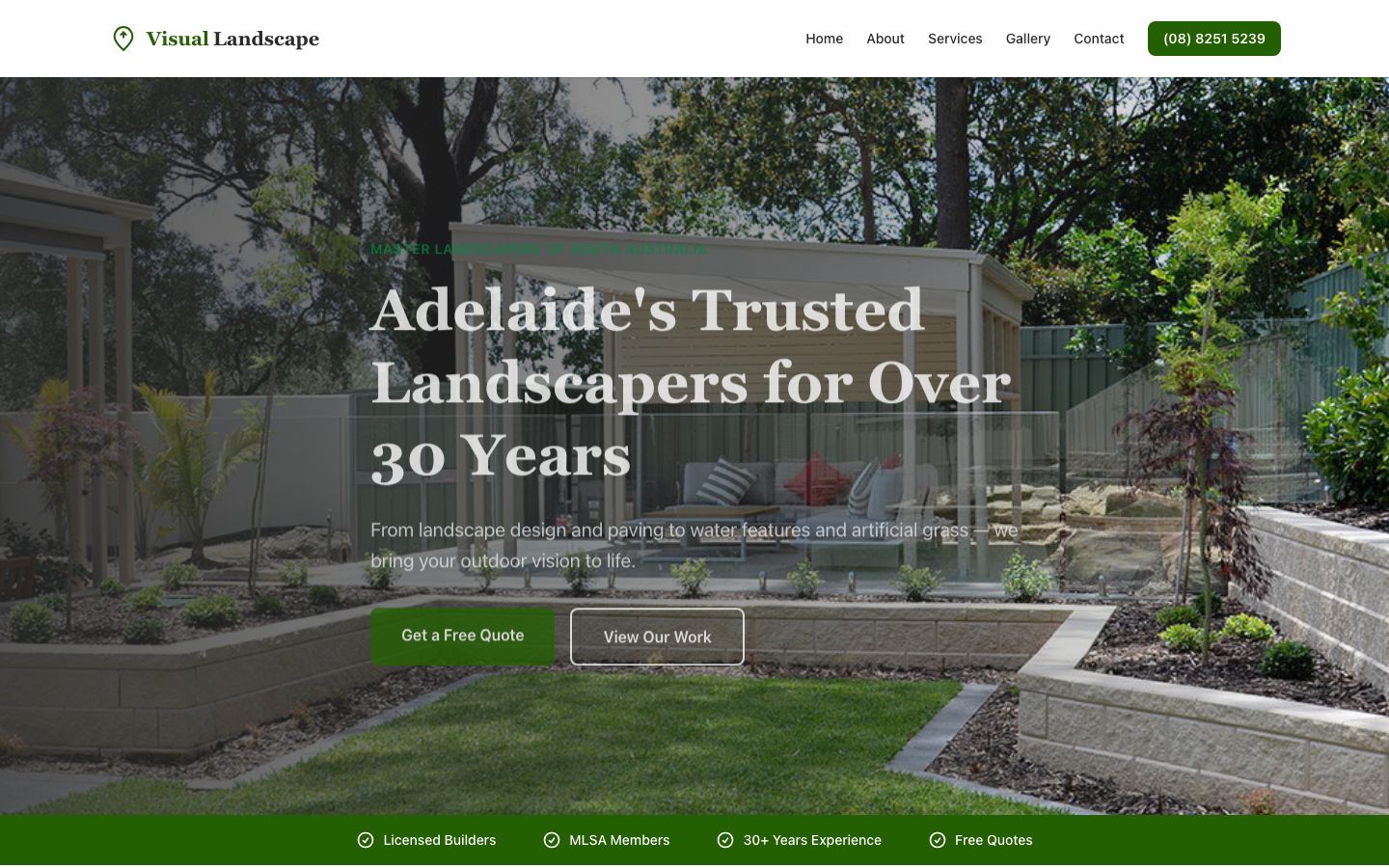 Visual Landscape Gardening website screenshot