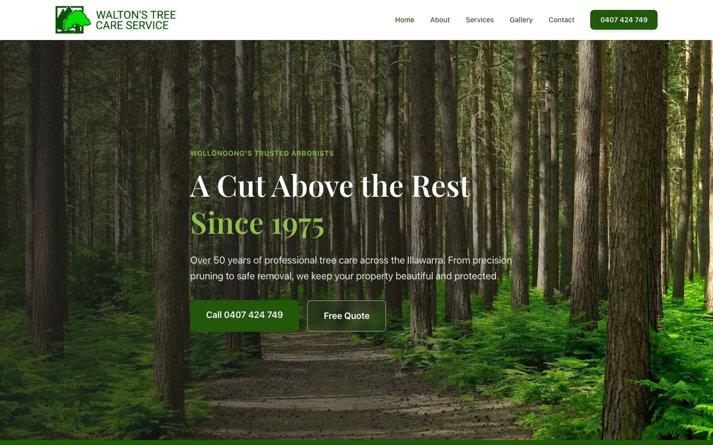 Walton's Tree Care Service website screenshot