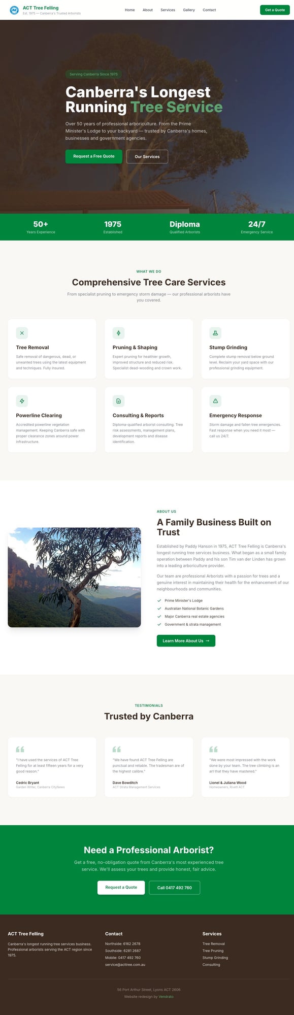 Wayne Barry's Tree Services website screenshot
