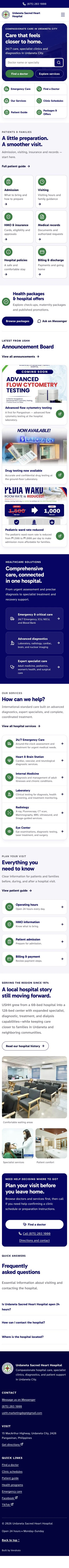 USHH mobile website: responsive patient information and navigation