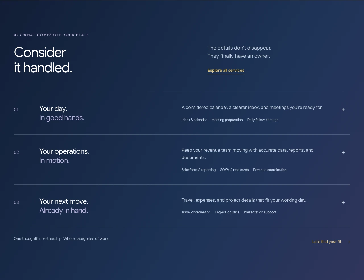 Dream Assistant — Show what comes off your plate.